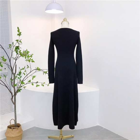 British Style Black Sweater Dress - Picture 4 of 12